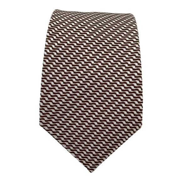 JOOP Brown Wave Pattern Silk Tie Made In Italy 59"-3" EX COND - Picture 1 of 8